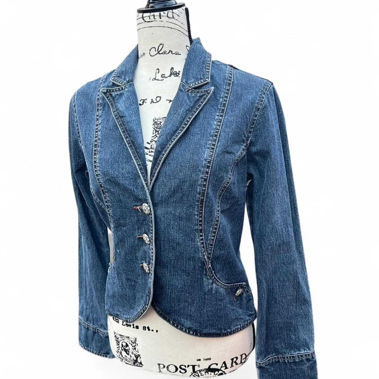 Vintage Y2K French Cuff Hourglass Denim Jacket, photo 3 of 4