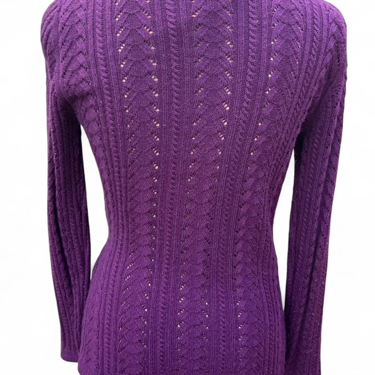 Vintage Caroline Herrera Purple Knit Sweater with Bow, photo 3 of 4