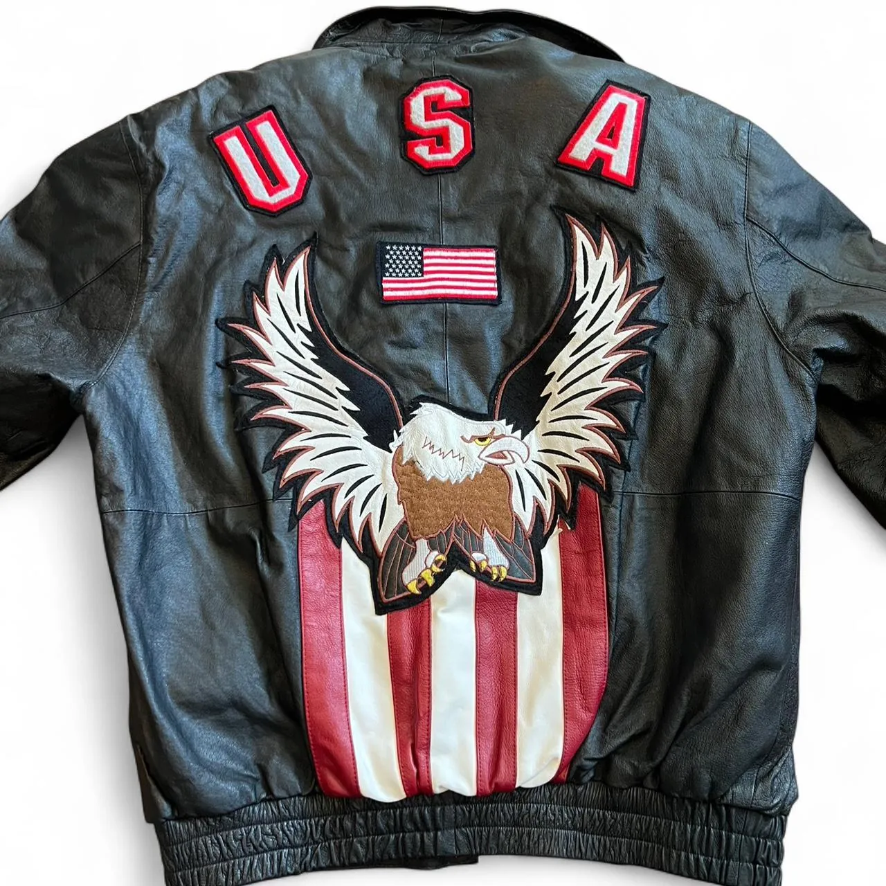 Vintage Leather American Flag Eagle Leather Jacket, photo 2 of 6