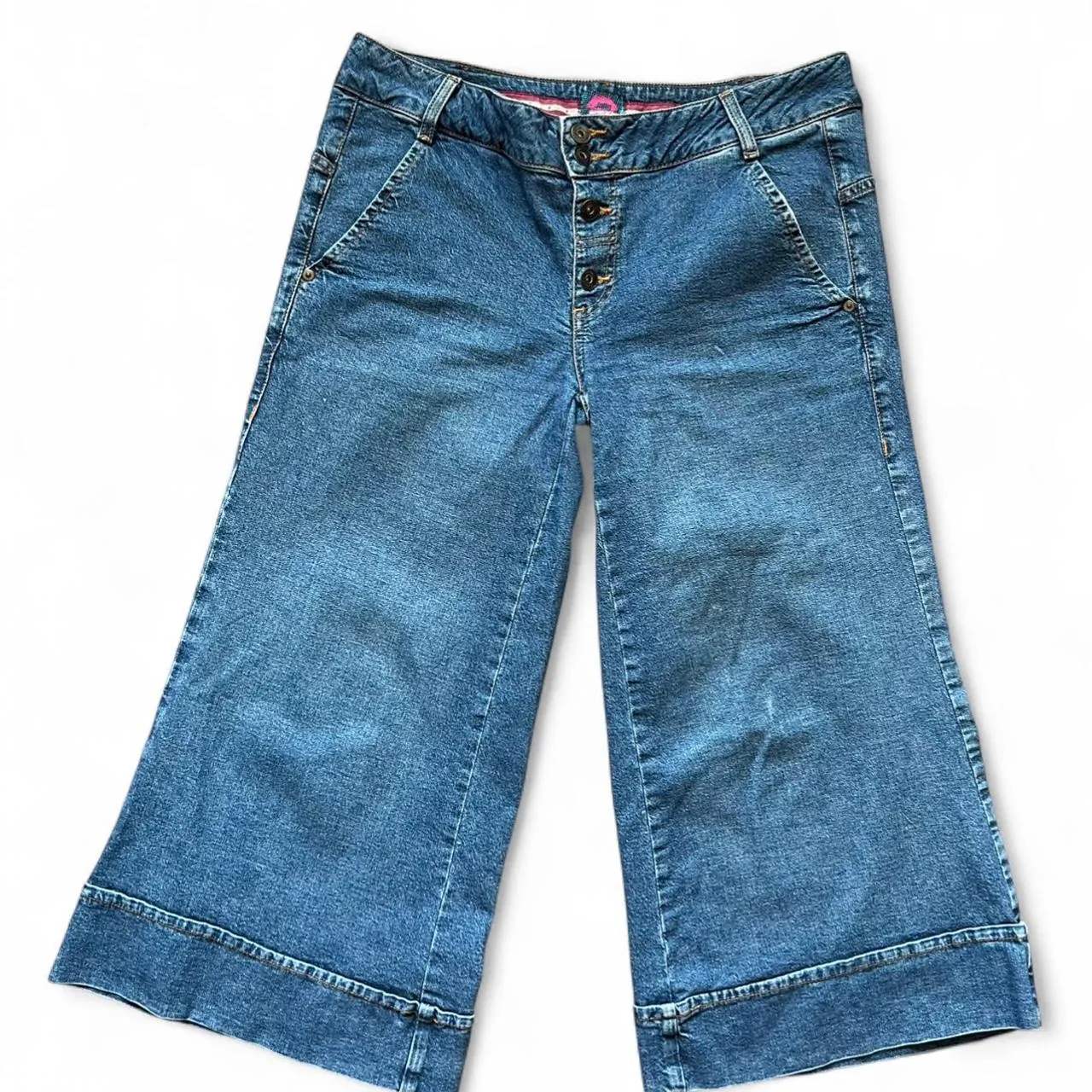 Vintage Fiorucci Denim Wide Leg Capri Jeans, photo 1 of 5