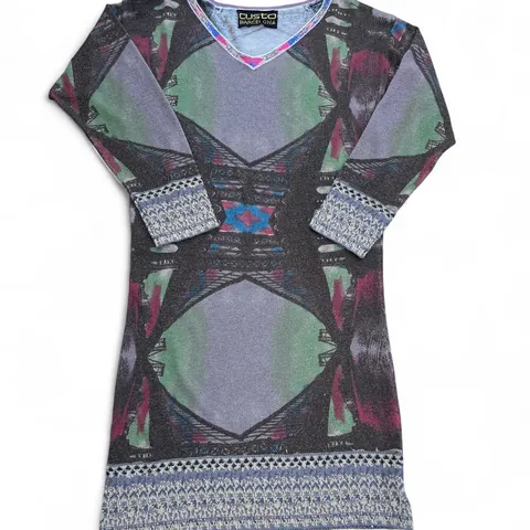 Vintage Custo Barcelona Metallic Print Knit Dress
