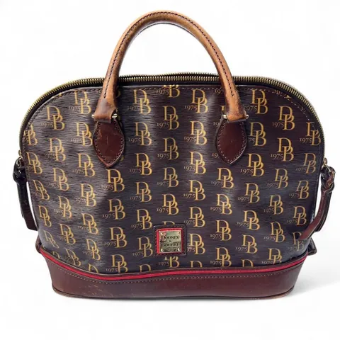 Vintage Dooney & Bourke Signature Monogram Dome Satchel Bag