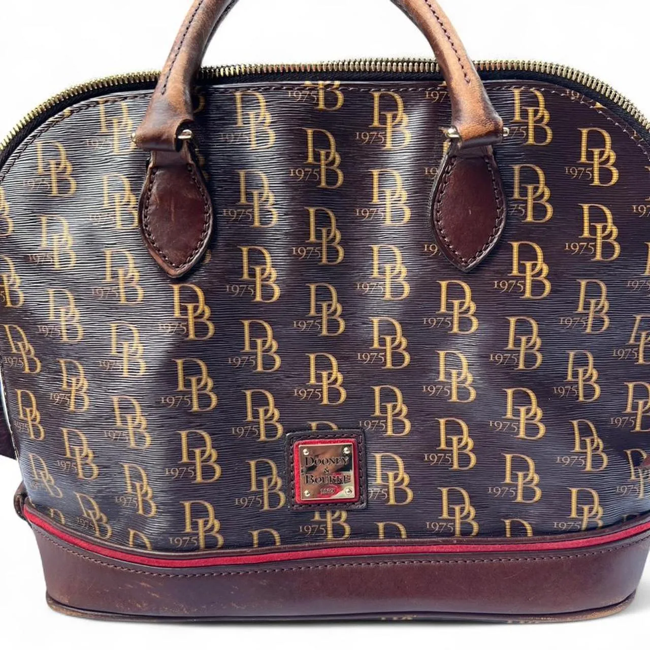 Vintage Dooney & Bourke Signature Monogram Dome Satchel Bag, photo 2 of 5