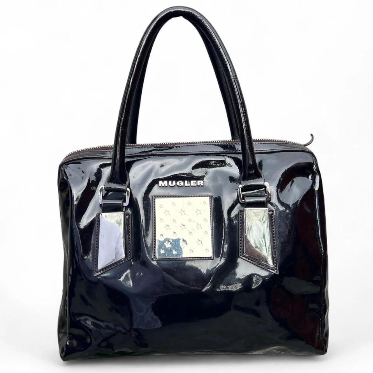 Vintage Mugler Black Patent Leather Handbag, photo 1 of 7