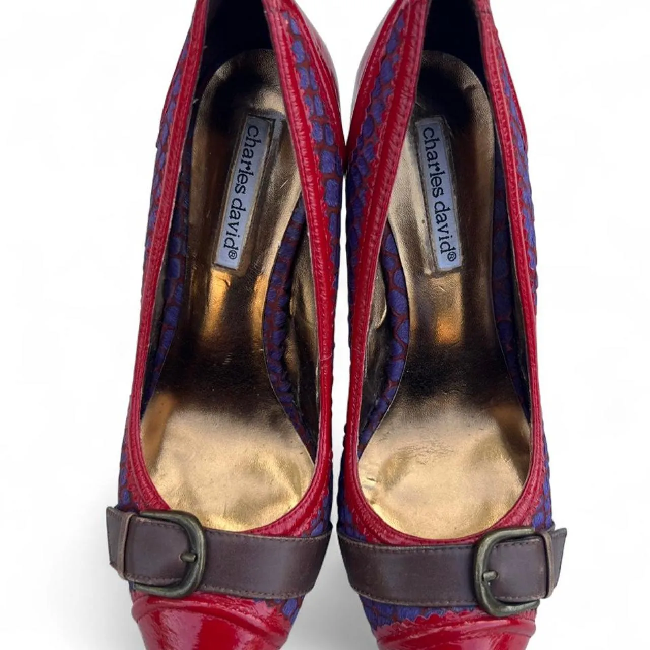 Vintage Charles David Colorful Buckle Heels, photo 1 of 5