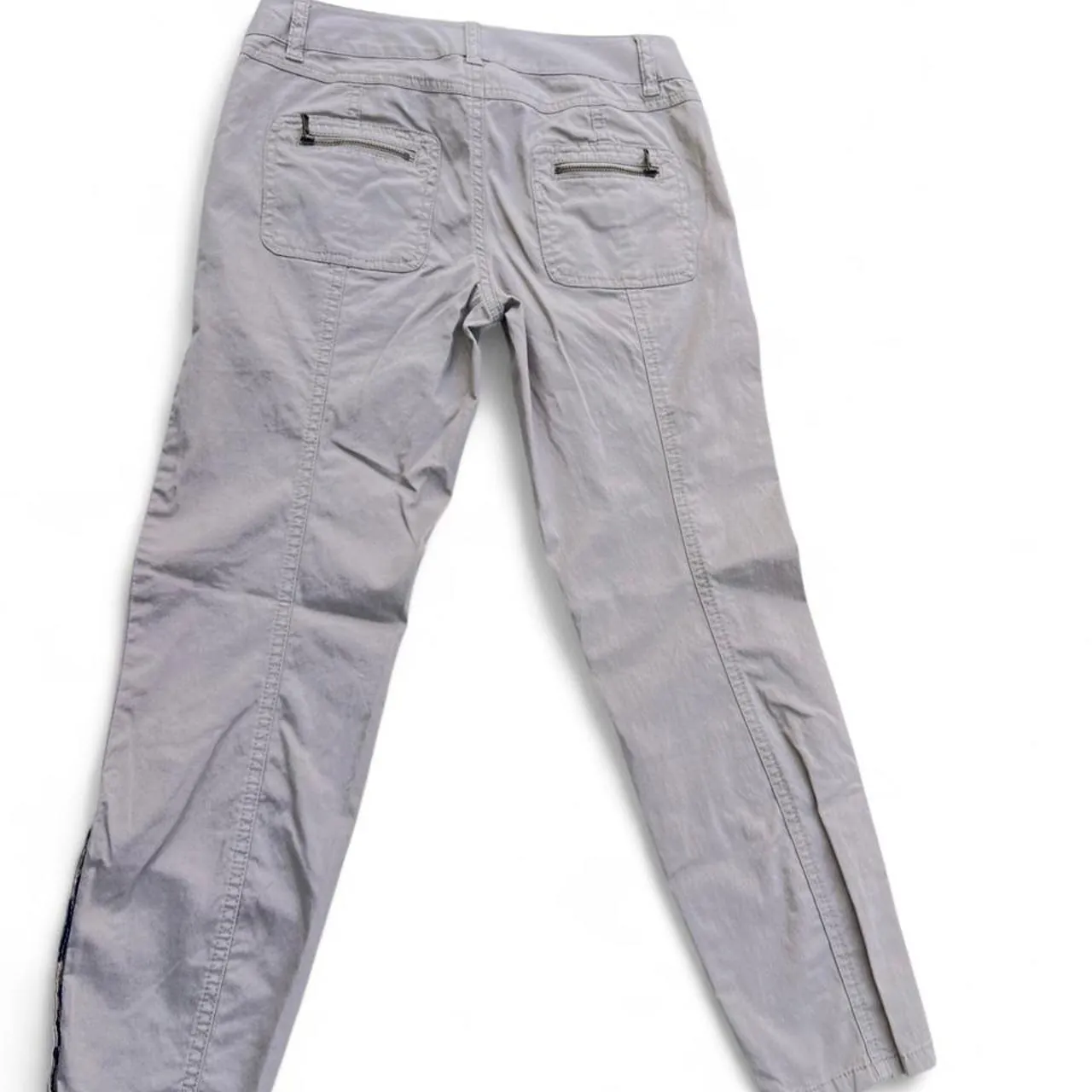 Vintage Cache Tan Cargo Pants/Capris with Leopard Print Waistband and Button Detail, photo 4 of 4