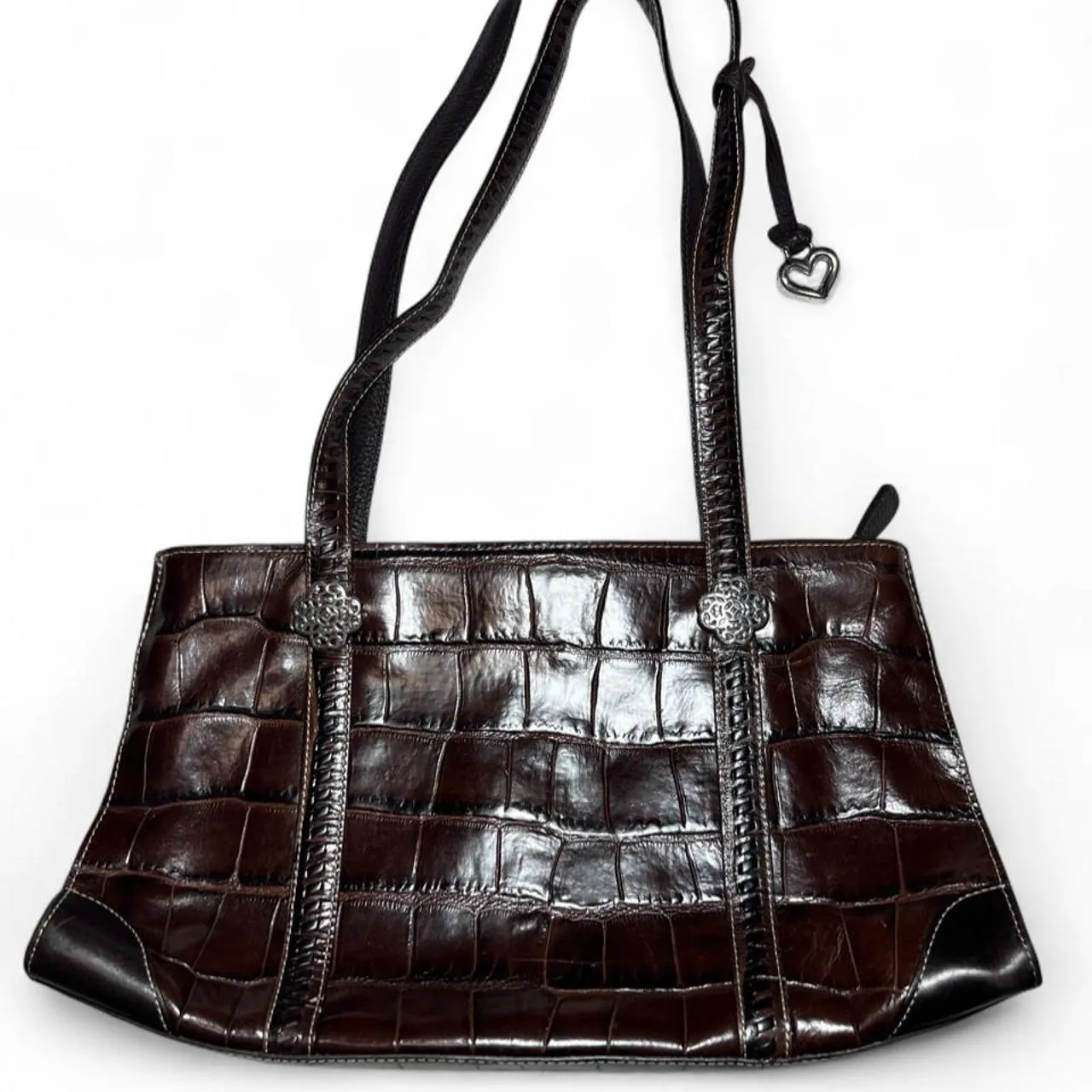 Brighton Leather and Faux Crocodile Embossed Shoulder Bag, photo 1 of 5