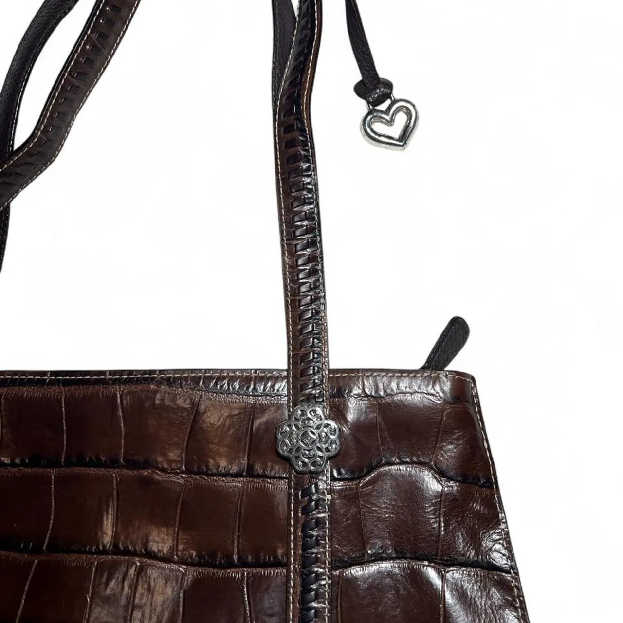 Brighton Leather and Faux Crocodile Embossed Shoulder Bag, photo 2 of 5
