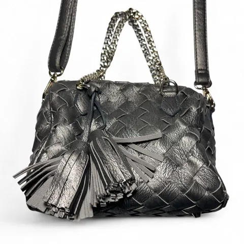 Vintage Madison West Silver/Grey Woven Crossbody Purse