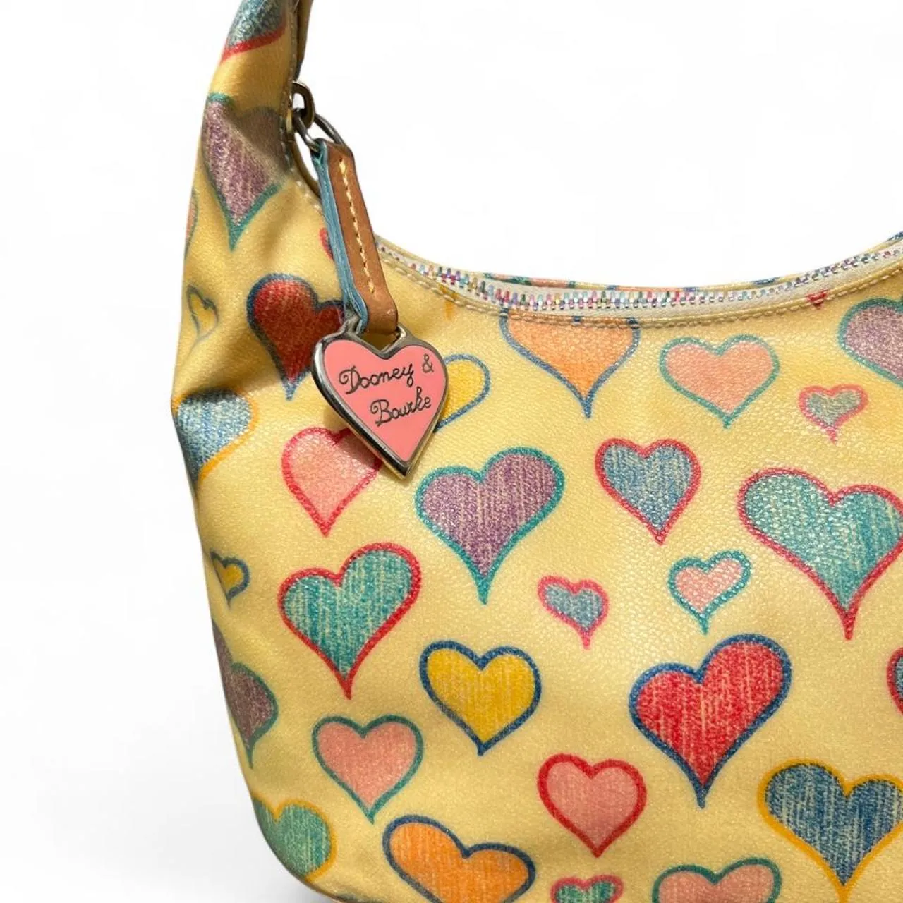 Vintage Dooney & Bourke Y2K Crayon Hearts Hobo Shoulder Bag, photo 2 of 6