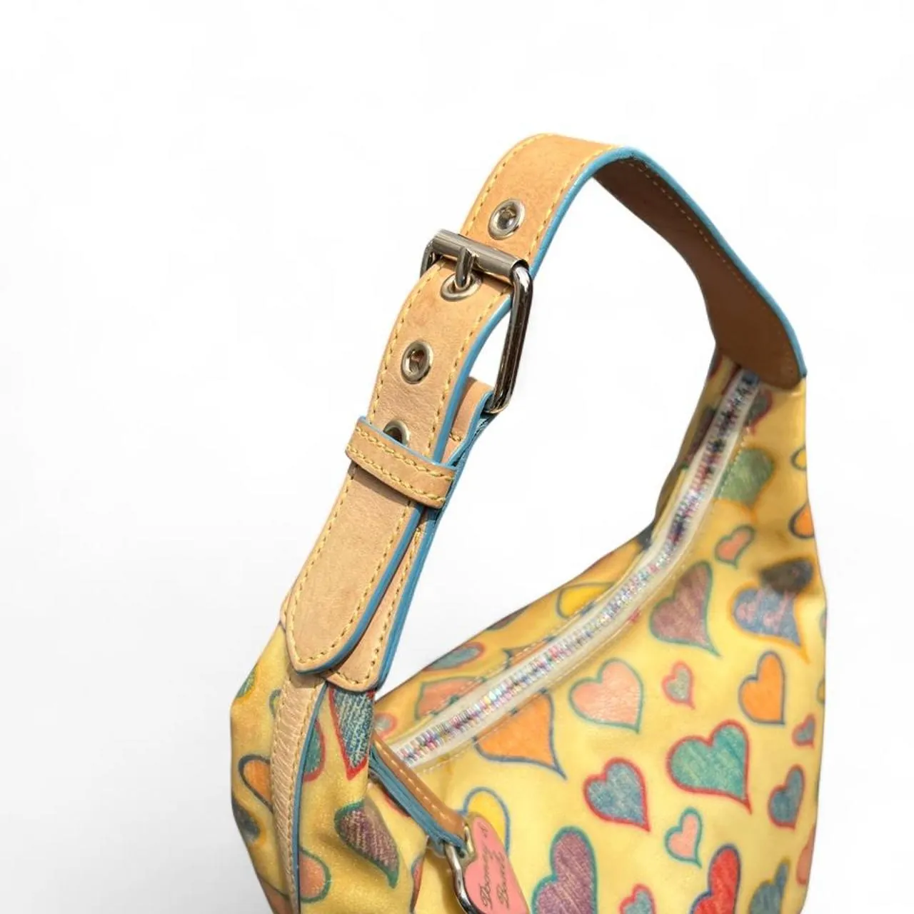 Vintage Dooney & Bourke Y2K Crayon Hearts Hobo Shoulder Bag, photo 3 of 6
