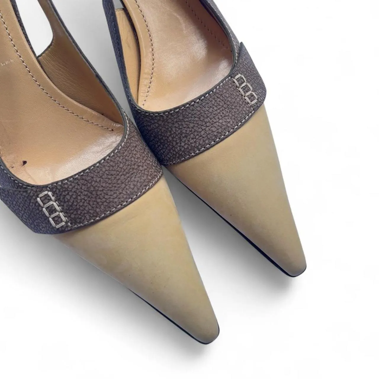 Vintage Casadei Brown Leather Slingback Heels, photo 2 of 5