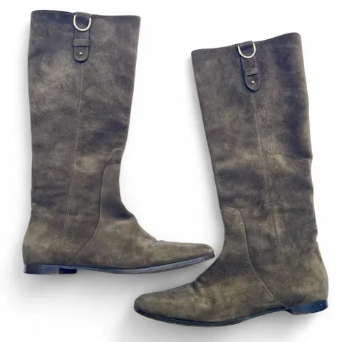 Vintage Jimmy Choo Olive Calf/Knee Length Suede Long Boots