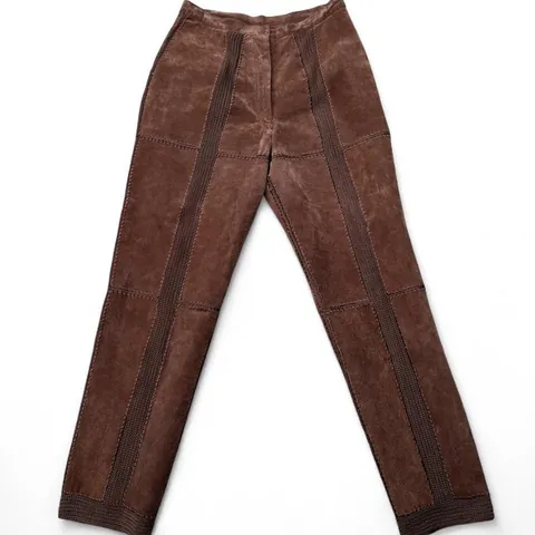 Vintage SMH Brown Embroidered Leather/Suede Pants