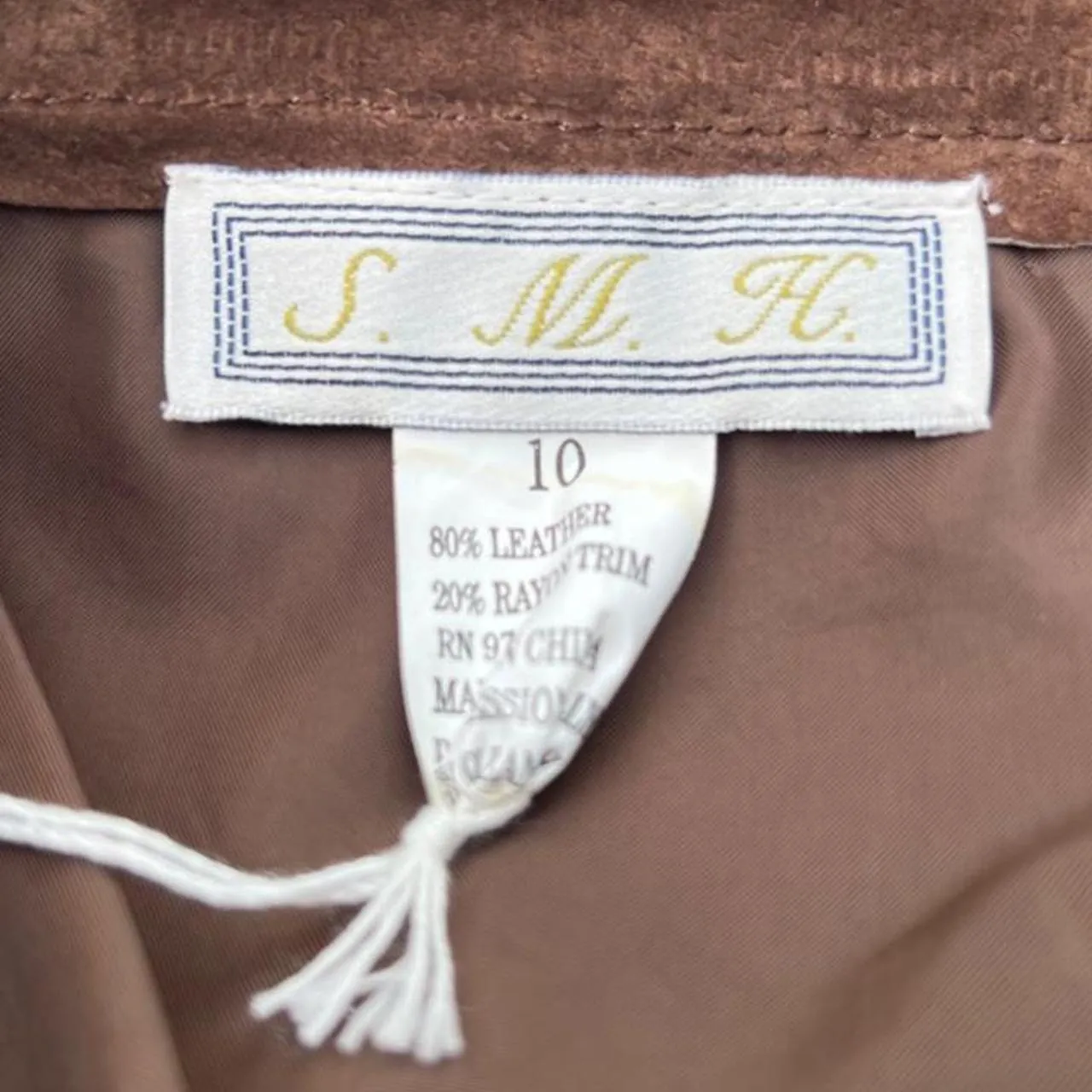 Vintage SMH Brown Embroidered Leather/Suede Pants, photo 5 of 5