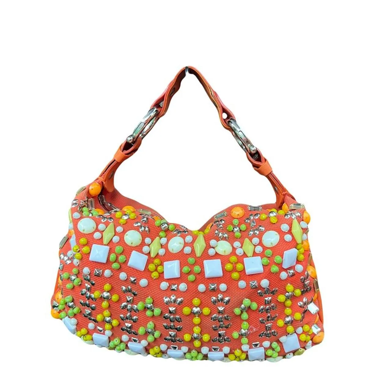 RARE Vintage Chloé by Phoebe Philo Orange Embellished Hobo Bag, photo 2 of 7