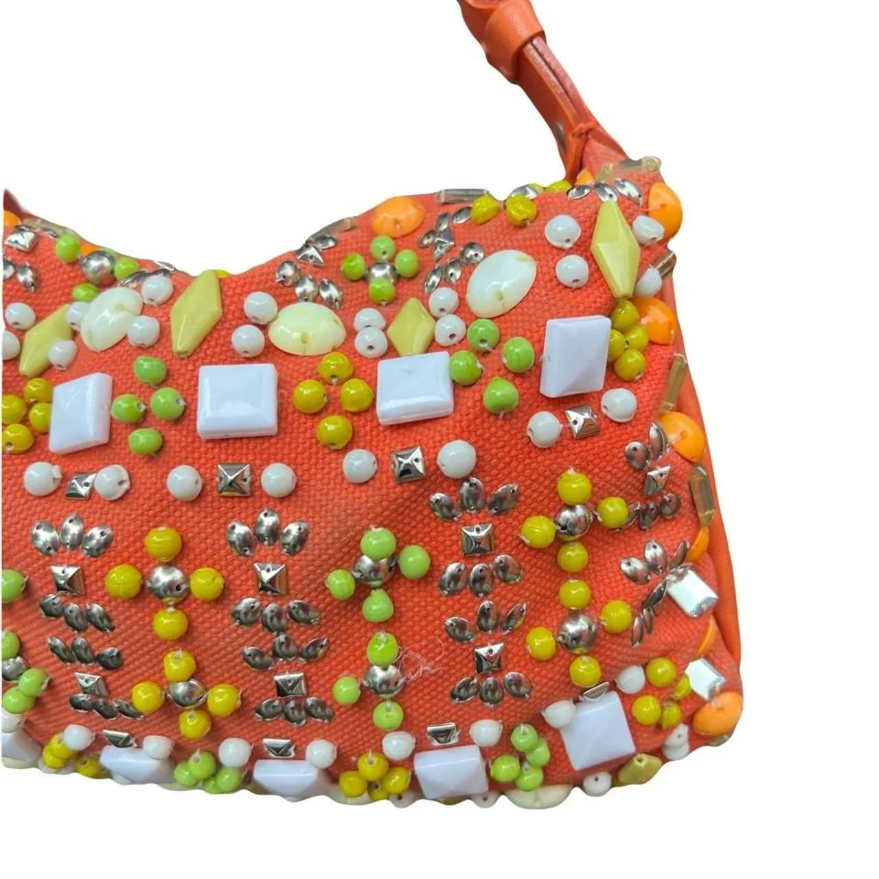 RARE Vintage Chloé by Phoebe Philo Orange Embellished Hobo Bag, photo 3 of 7