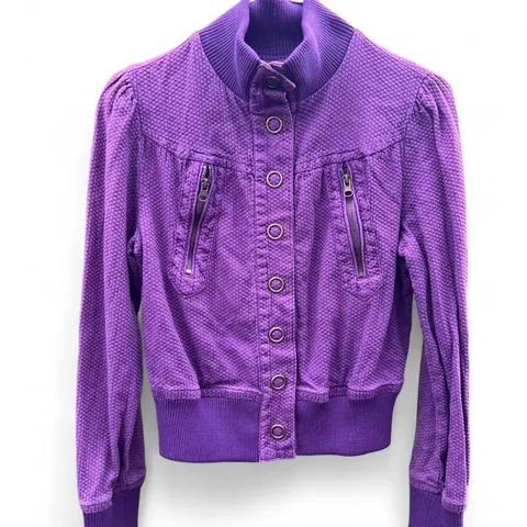 Vintage Y2K Basic Edge Purple Snap Front Textured Jacket