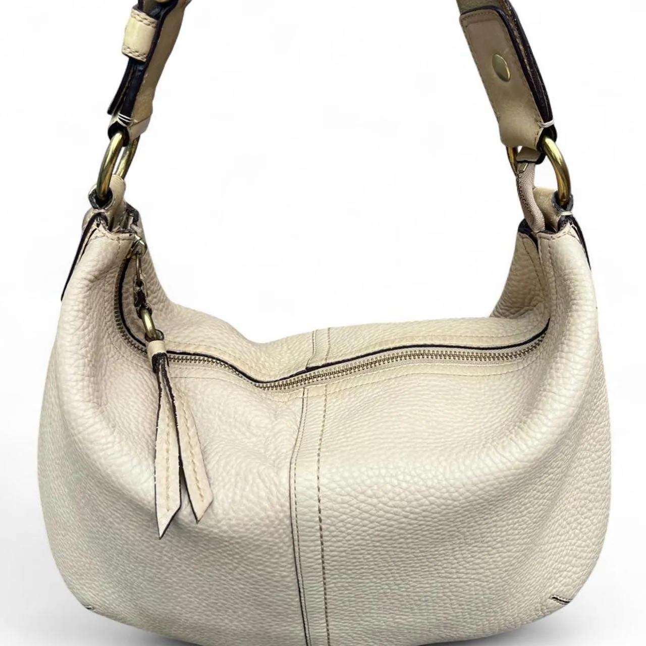 Vintage Coach Cream Leather Hobo Bag with Buckle Charm and Gold Hardware, photo 2 of 6