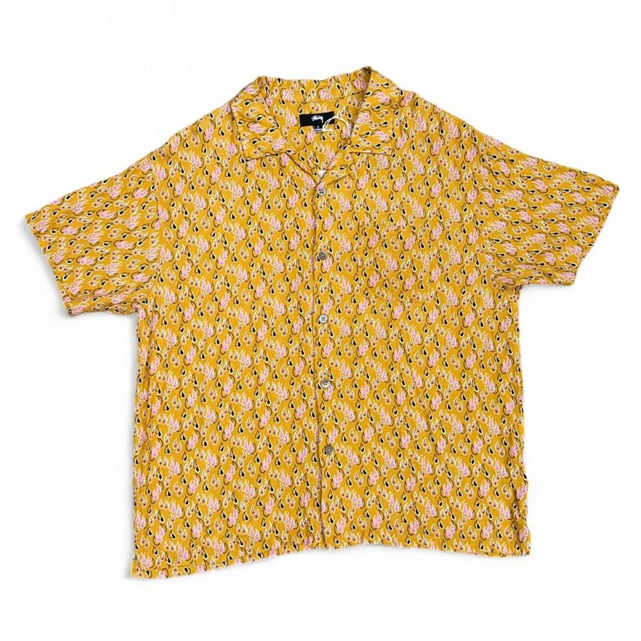 Stussy Paisley Tears Button Up Yellow Shirt, photo 1 of 4