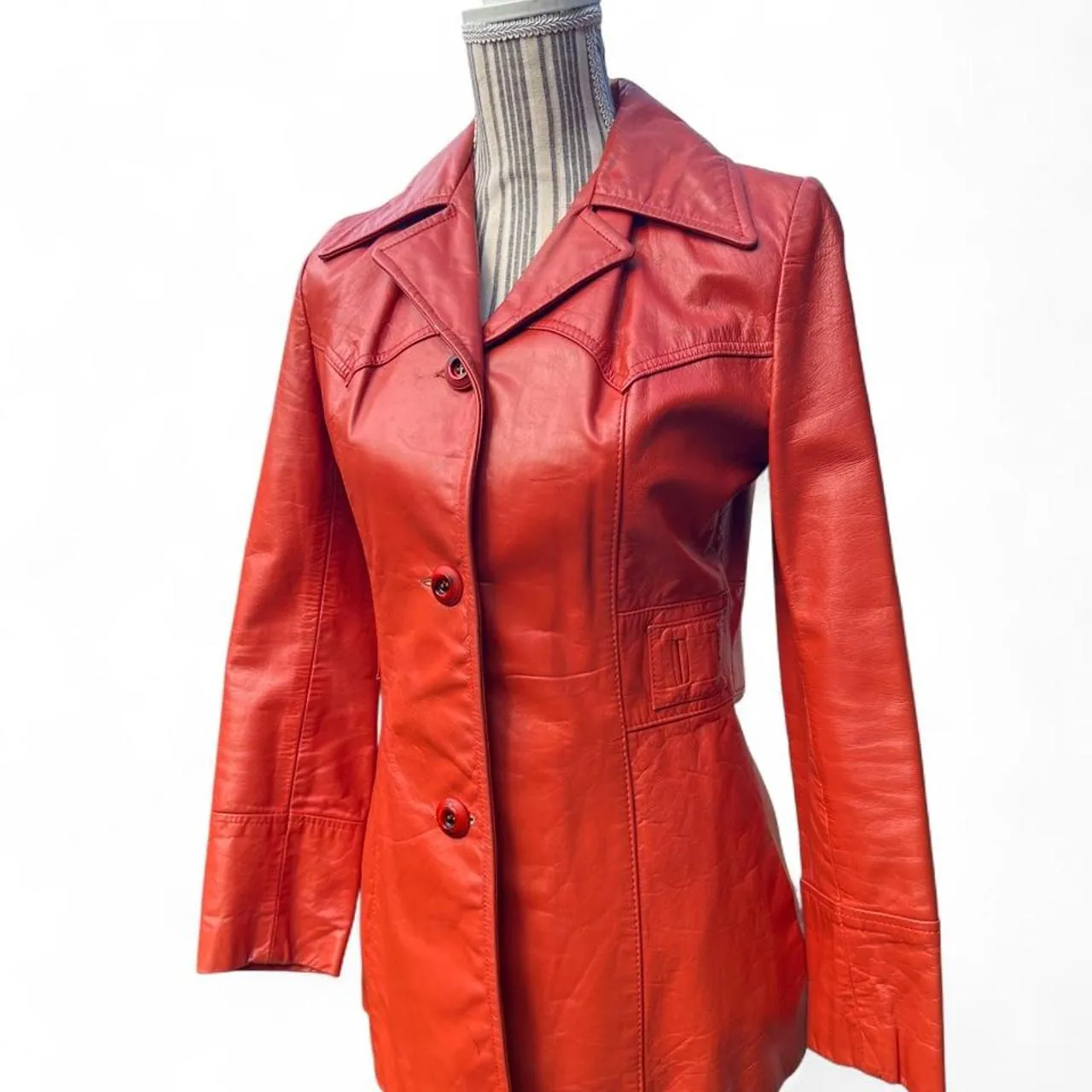 Vintage 1970s Skin Flair Burnt Orange Leather Jacket, photo 3 of 6