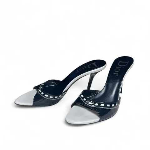 Rare Vintage Christian Dior by John Galliano Black and White Dice Gambler Open Toe Heels