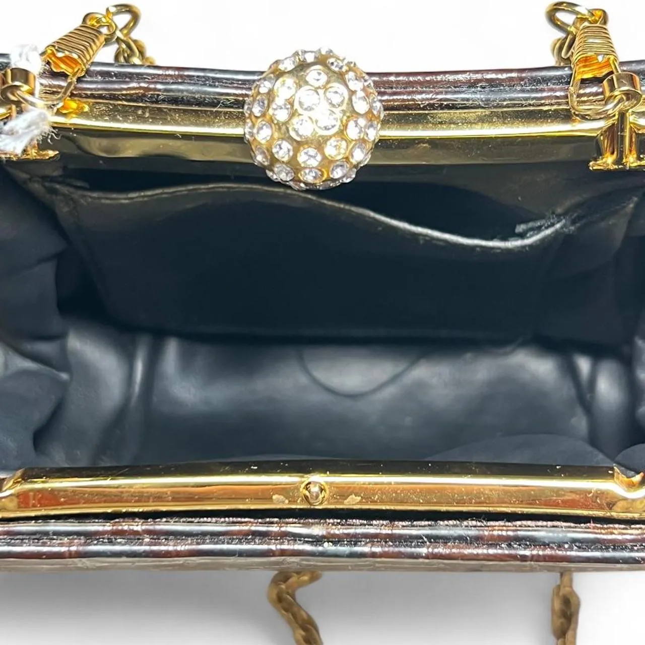 Original Vintage Crocodile Embossed Evening Bag with Crystal Embellishment Clasp, photo 4 of 4