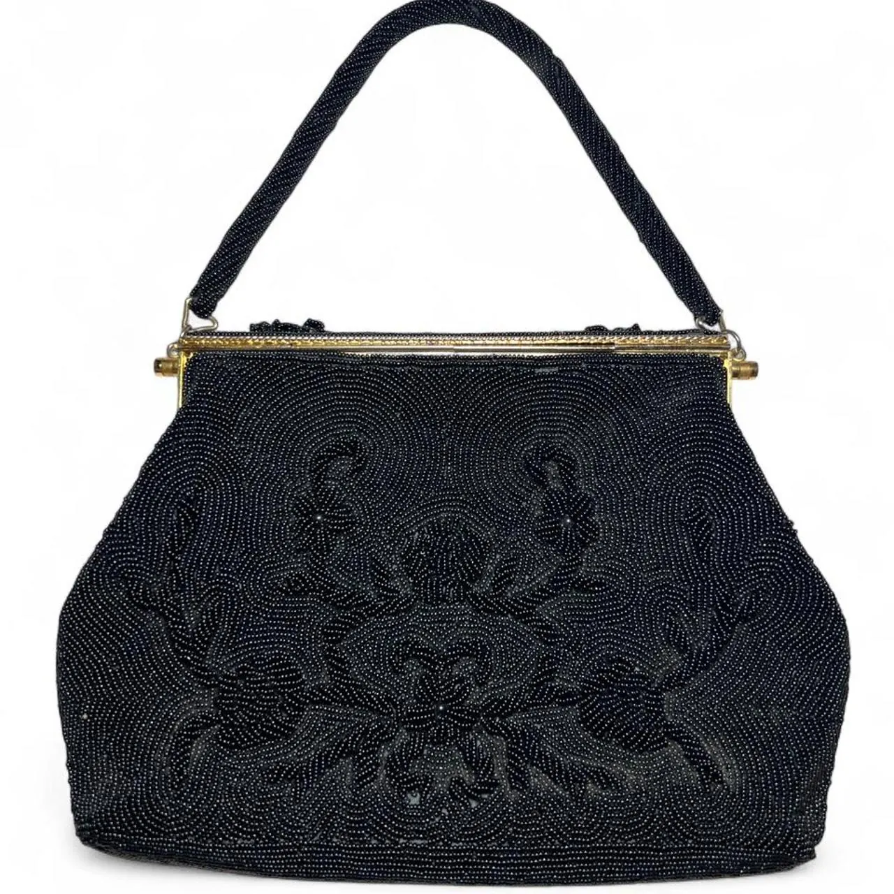 Vintage 50s Black Beaded Evening Bag/Formal Purse, photo 1 of 5