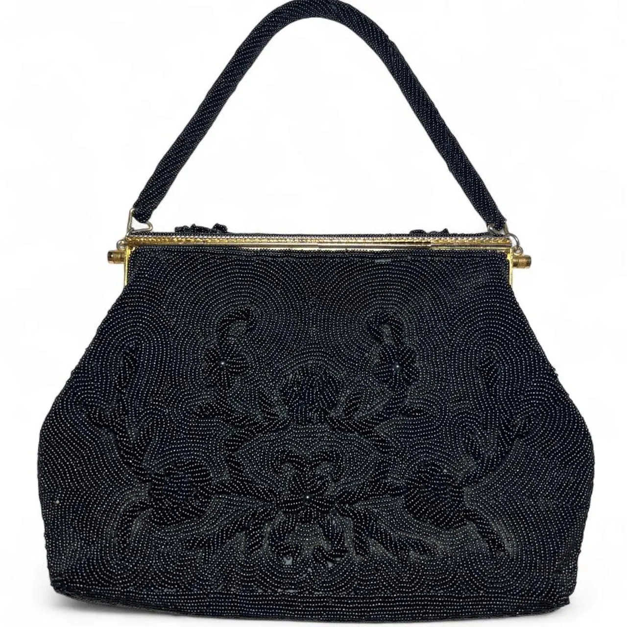 Vintage 50s Black Beaded Evening Bag/Formal Purse, photo 2 of 5