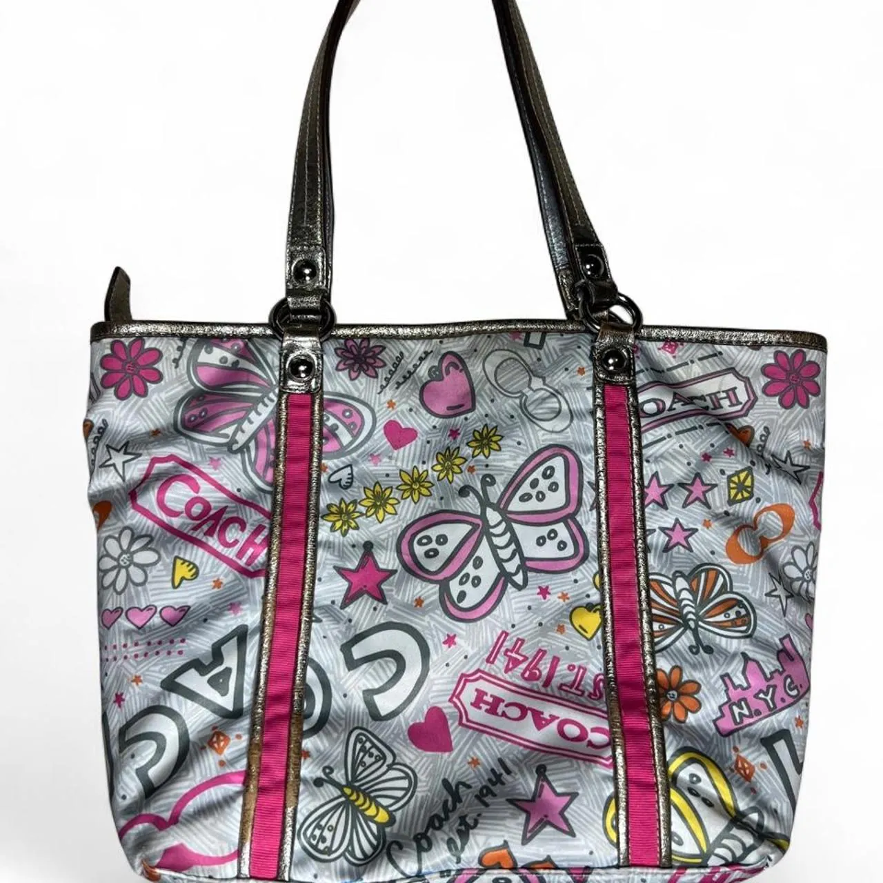 Vintage Y2K Coach Bandana Graffiti Butterfly Shoulder Bag/Tote, photo 1 of 6