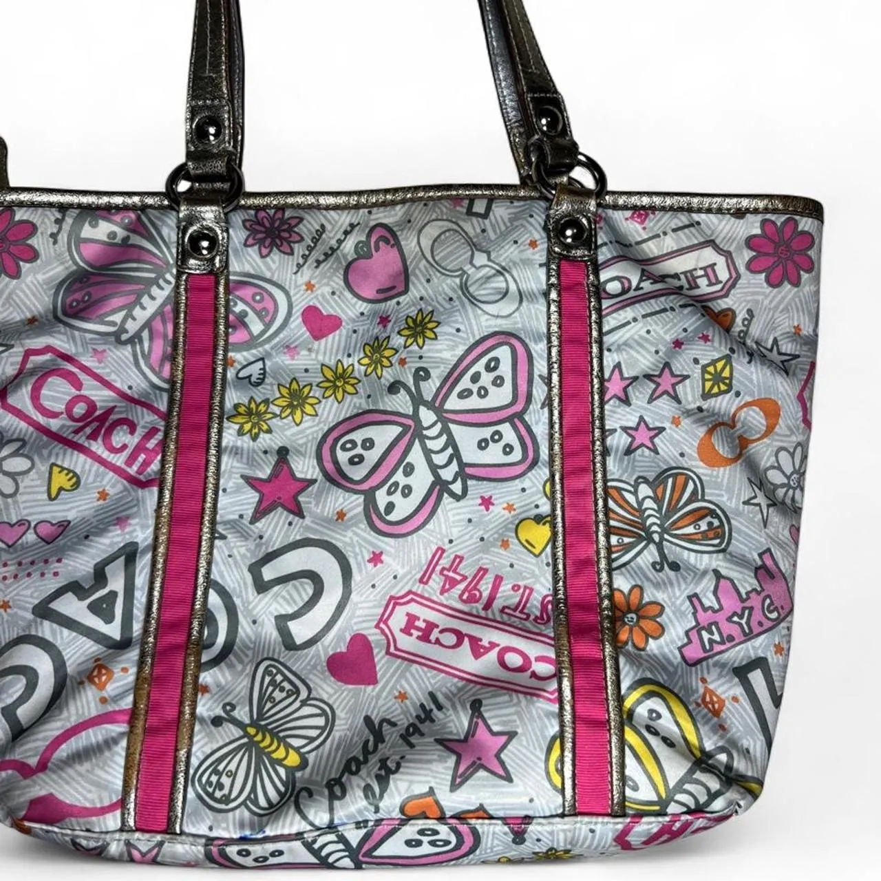 Vintage Y2K Coach Bandana Graffiti Butterfly Shoulder Bag/Tote, photo 2 of 6