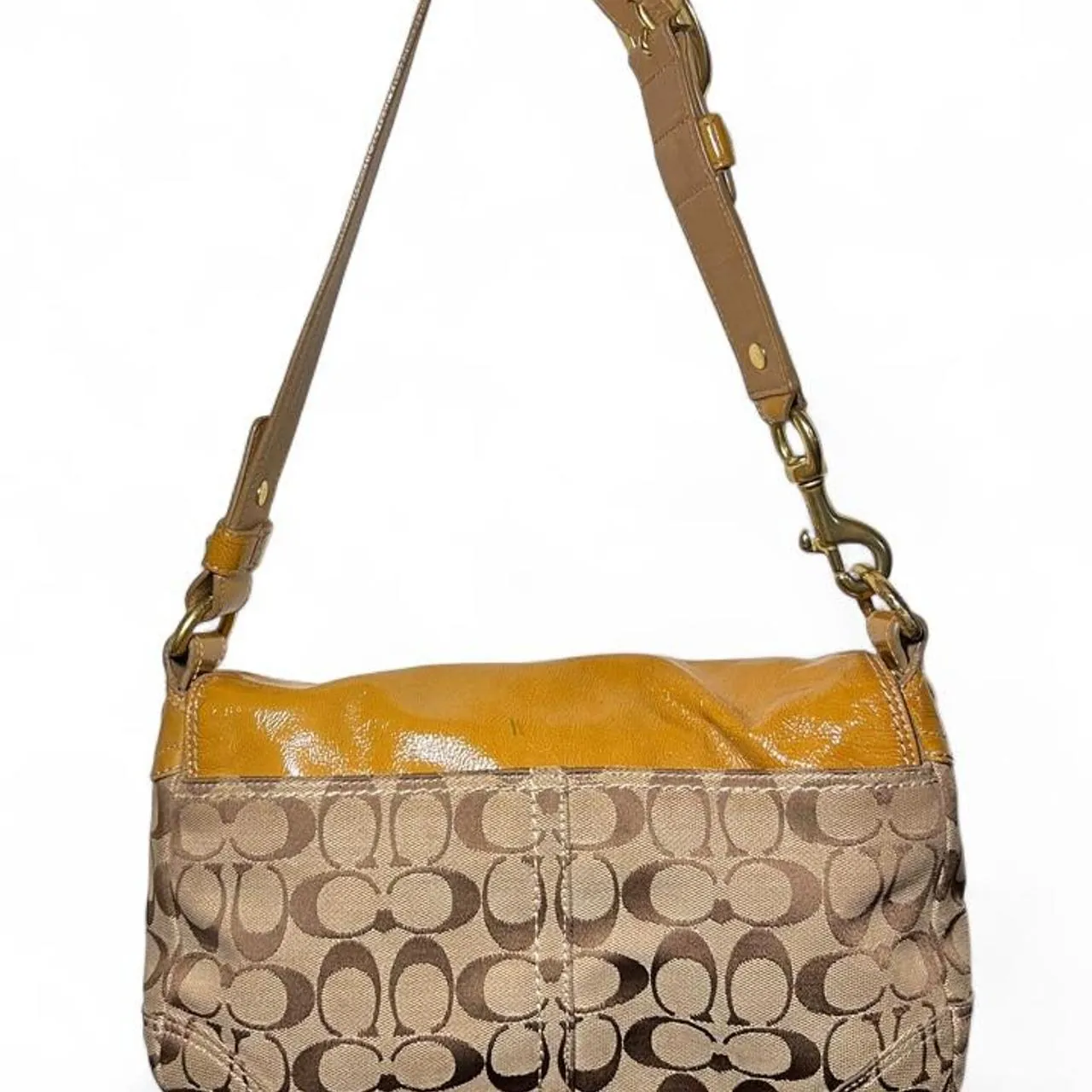 Vintage Coach Y2K Bleeker Legacy Flap Signature Buckle Shoulder Bag, photo 3 of 7