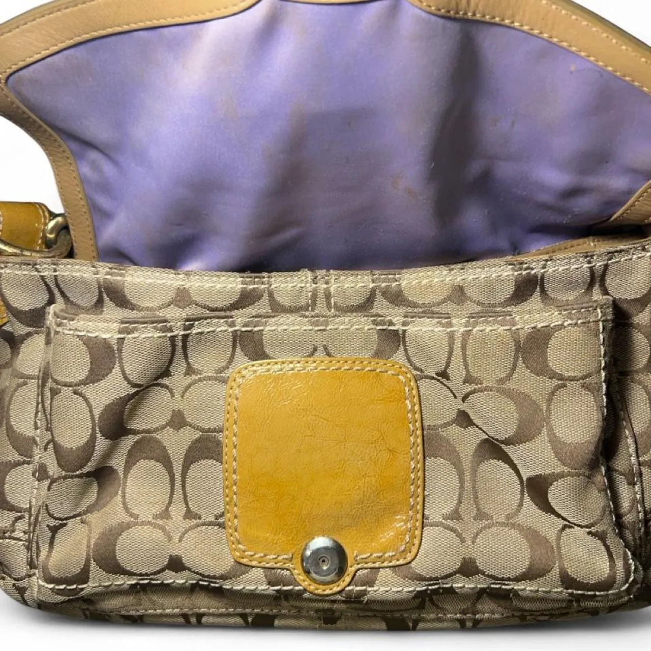 Vintage Coach Y2K Bleeker Legacy Flap Signature Buckle Shoulder Bag, photo 4 of 7
