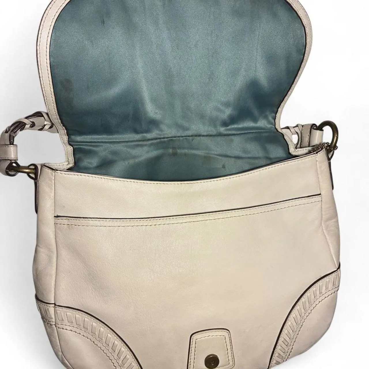 Vintage Coach Poppy Cream Braided Whipstitch Leather Hobo/Shoulder Bag, photo 5 of 7