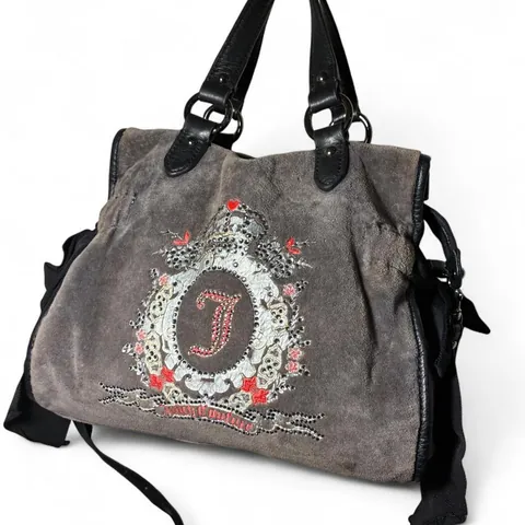 Vintage Y2K Juicy Couture Gray Daydreamer Embroidered Shoulder/Crossbody Bag