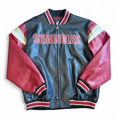 Vintage 90s Florida State Seminoles Football Leather Varsity Jacket