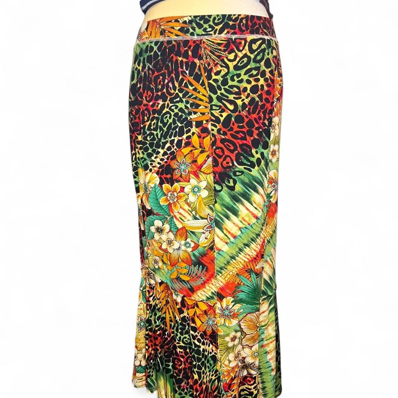 Cristina Boho Tropical Maxi Skirt with Leopard Print and Floral Motifs, photo 1 of 6