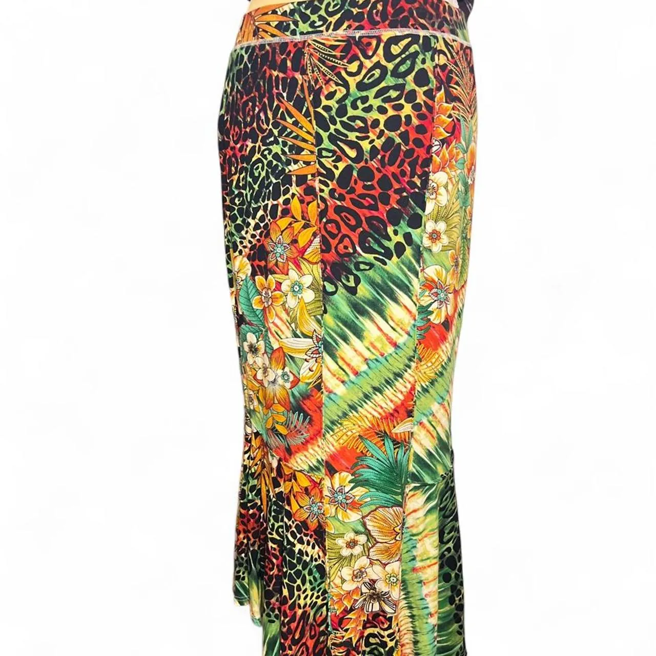Cristina Boho Tropical Maxi Skirt with Leopard Print and Floral Motifs, photo 2 of 6