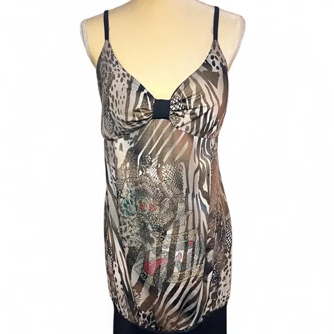 Vintage Y2K Ed Hardy Animal Print Rhinestone Mini Dress