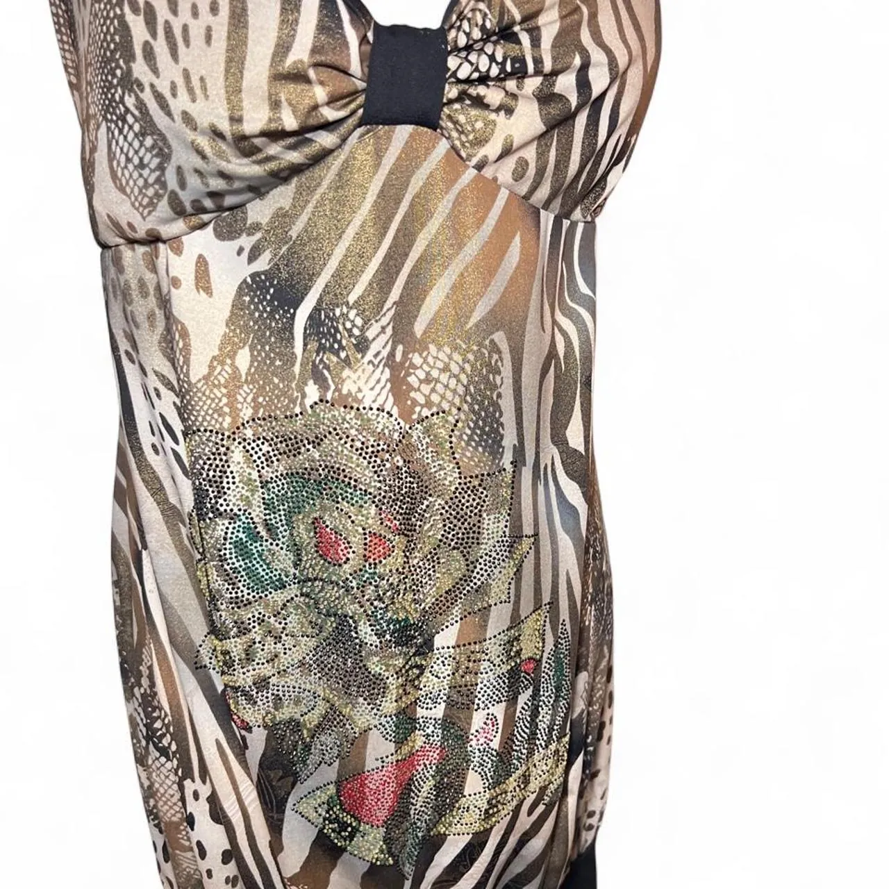 Vintage Y2K Ed Hardy Animal Print Rhinestone Mini Dress, photo 3 of 6