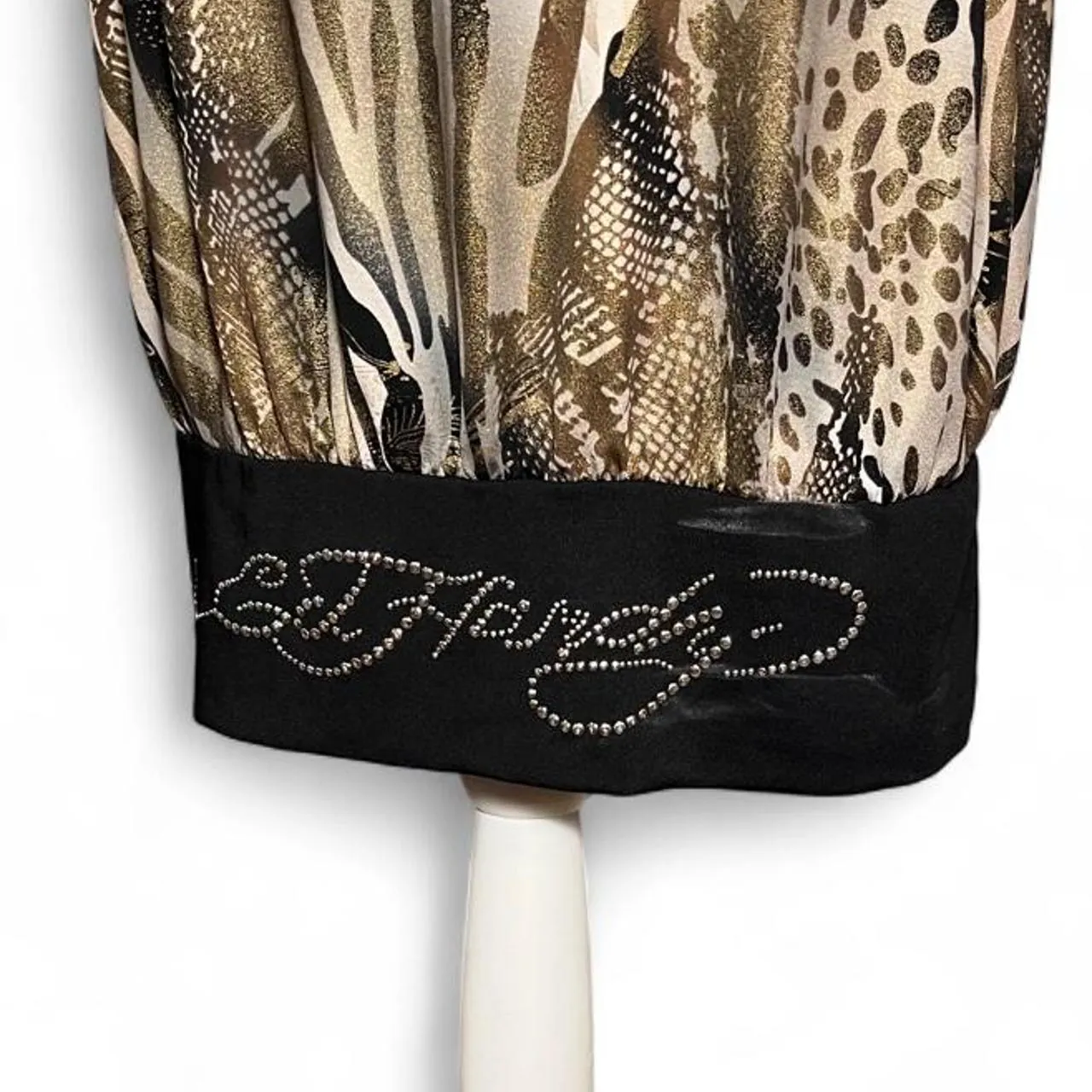 Vintage Y2K Ed Hardy Animal Print Rhinestone Mini Dress, photo 5 of 6