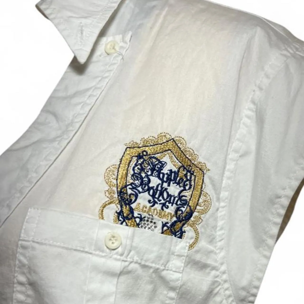 Vintage Apple Bottoms White sleeveless Button-Up Embroidered Blouse, photo 3 of 6