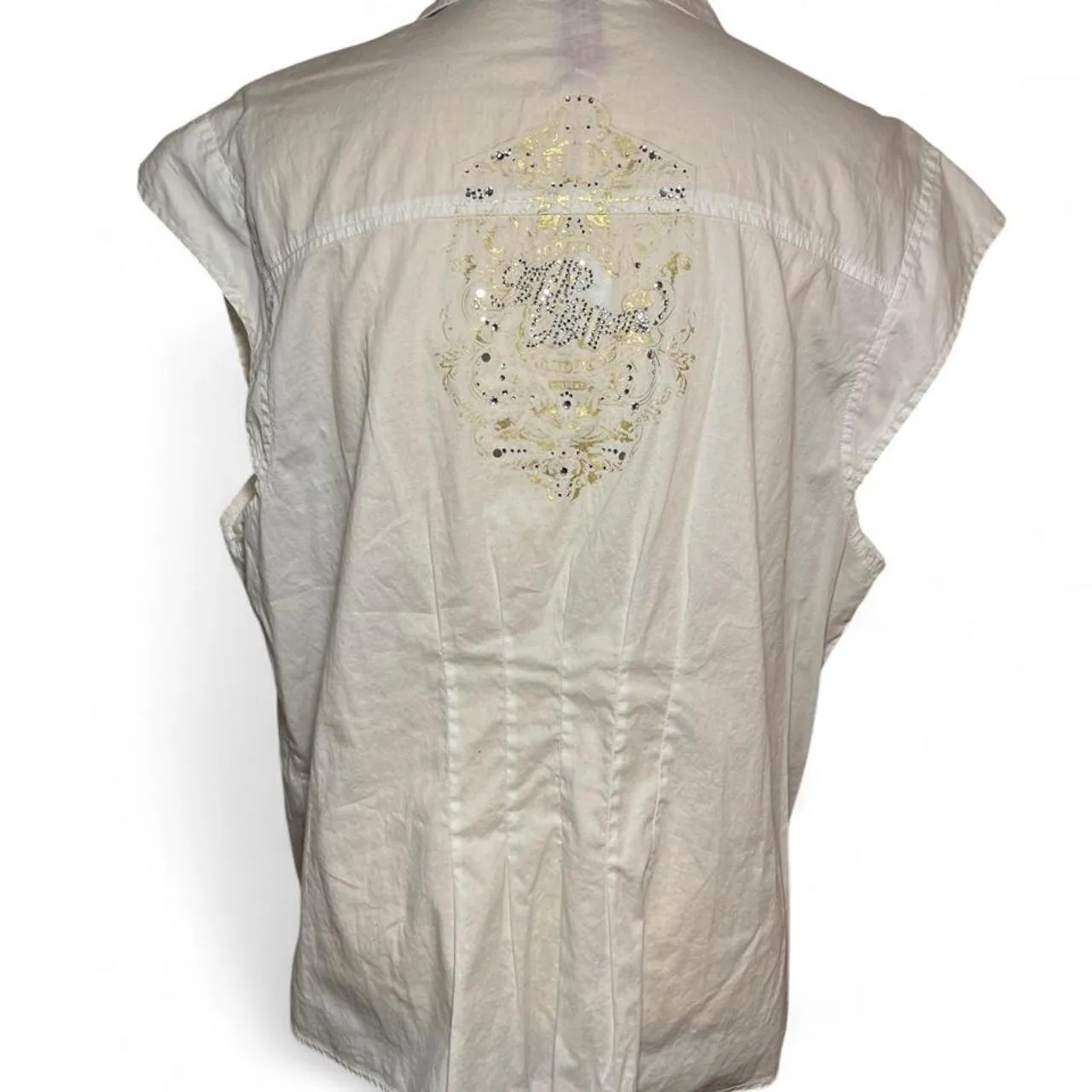 Vintage Apple Bottoms White sleeveless Button-Up Embroidered Blouse, photo 4 of 6