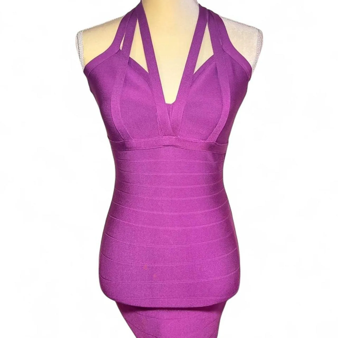 Marciano Marylu Purple Bodycon Bandage Dress, photo 1 of 7