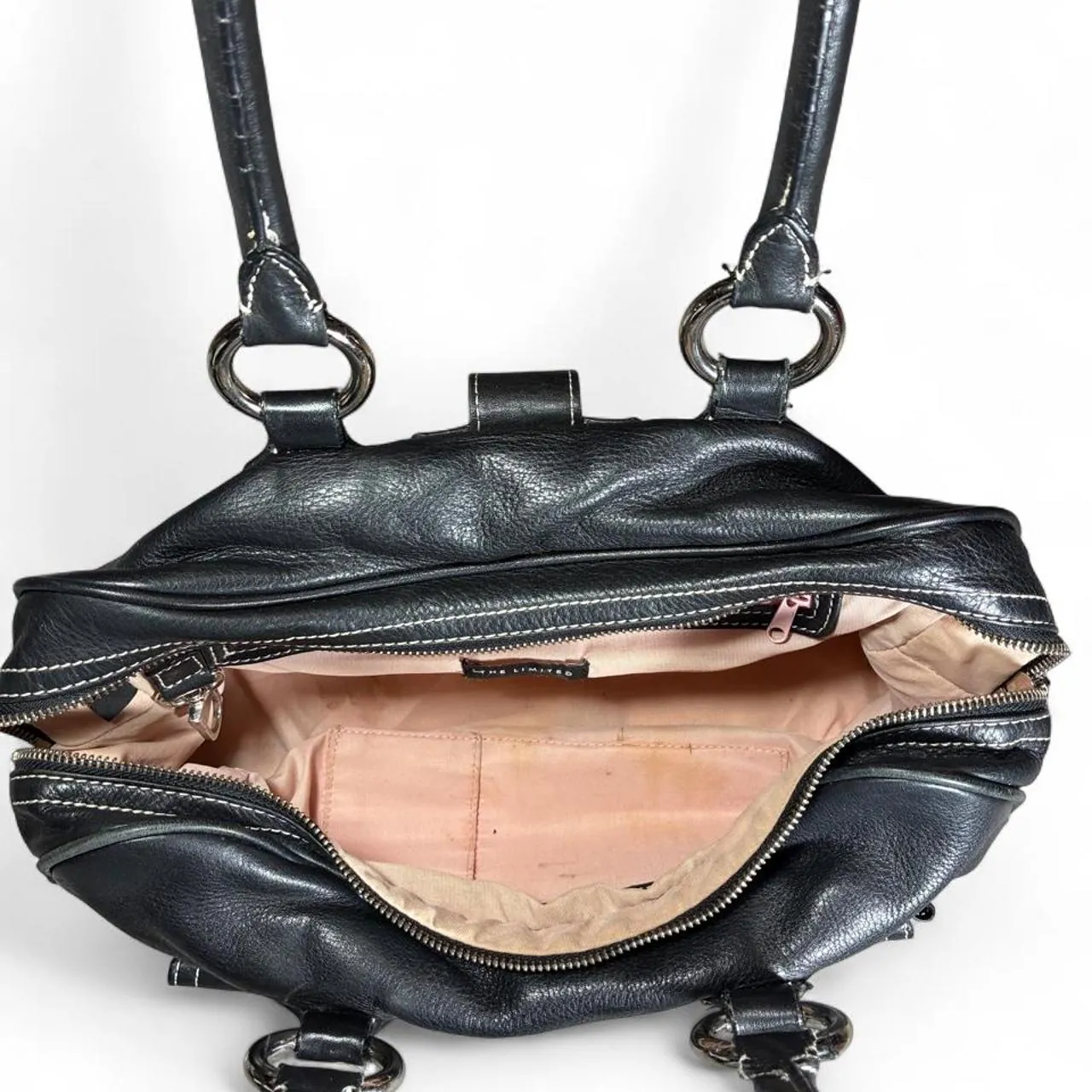 The Limited Black Leather Satchel with Buckles and Silver Hardware, photo 4 of 5